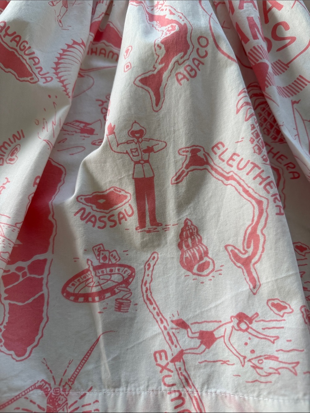 Bahama Hand Prints Girls White & Coral Island Print Sundress sz 8 - Picture 5 of 11